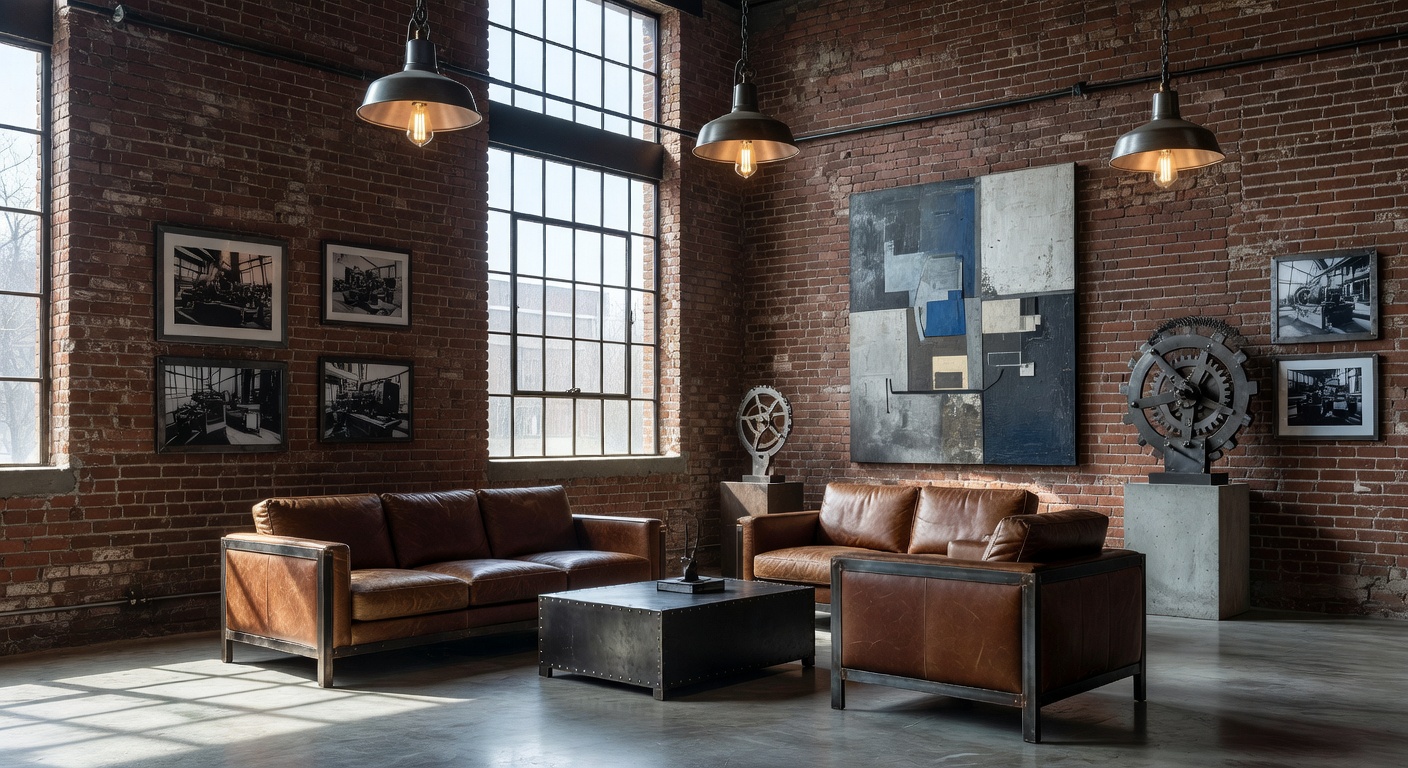 Loft industrial con diseño de interiores elegante de Room